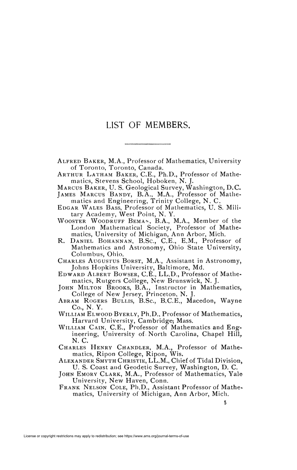 List of Members