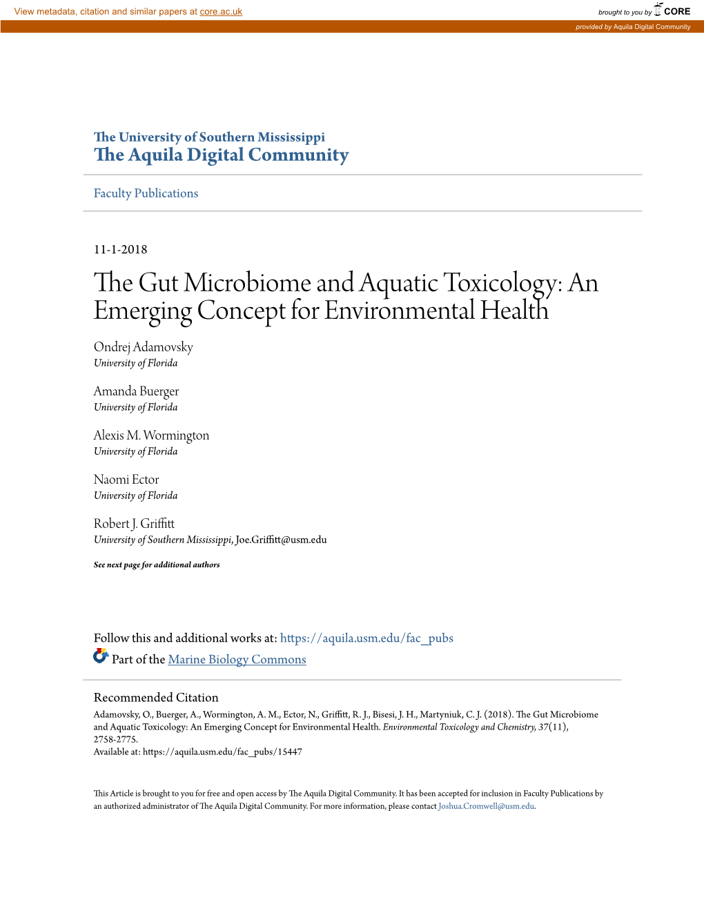The Gut Microbiome and Aquatic Toxicology: an Emerging Concept For