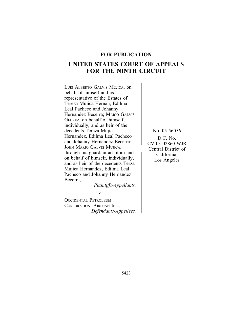 Mujica V. Occidental Petroleum Corporation, Airscan