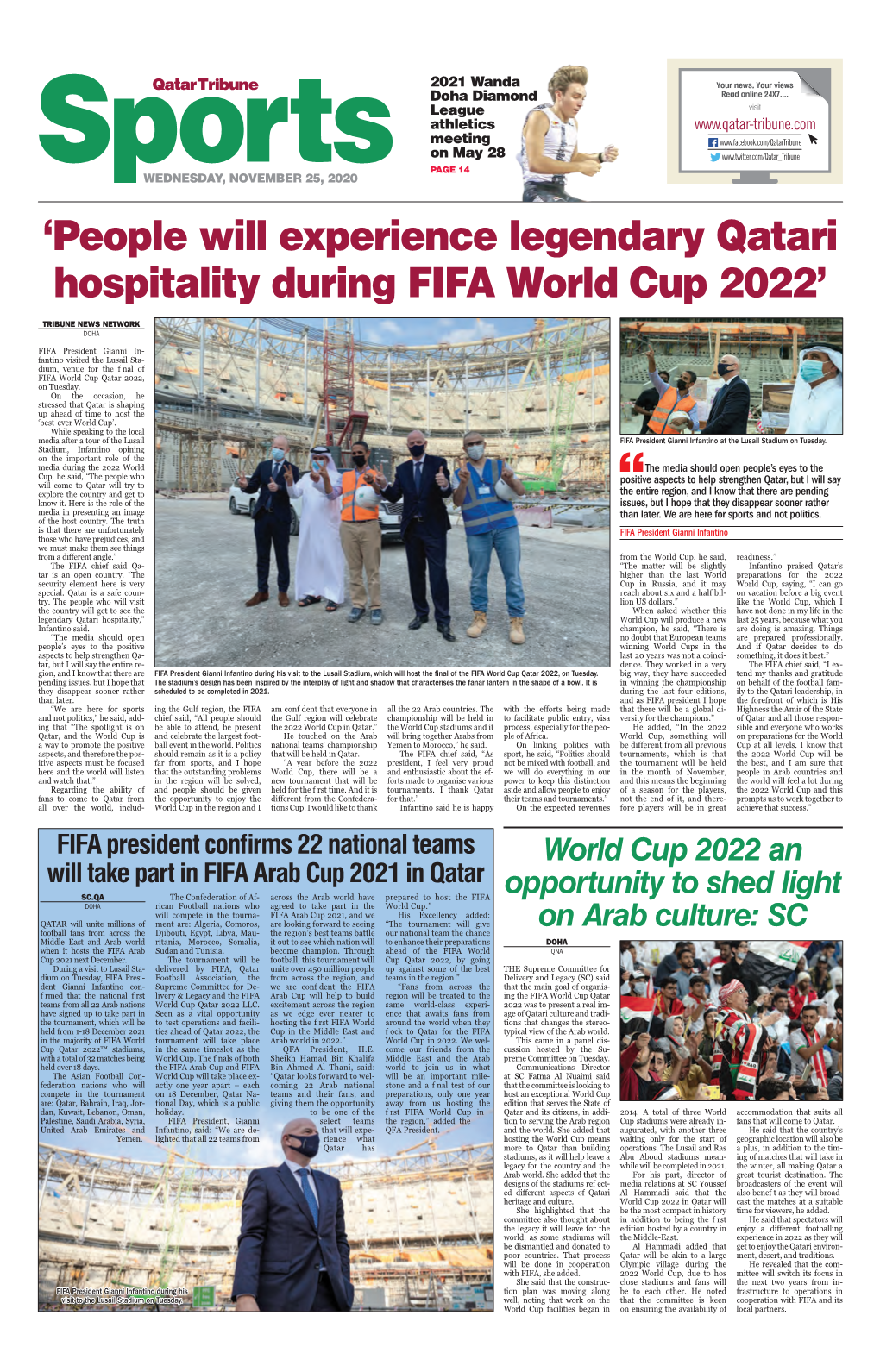 People Will Experience Legendary Qatari Hospitality During FIFA World Cup 2022’