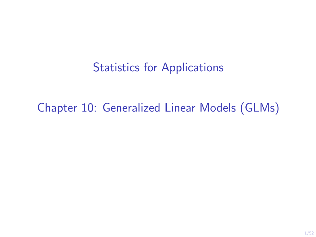 18.650 (F16) Lecture 10: Generalized Linear Models (Glms)