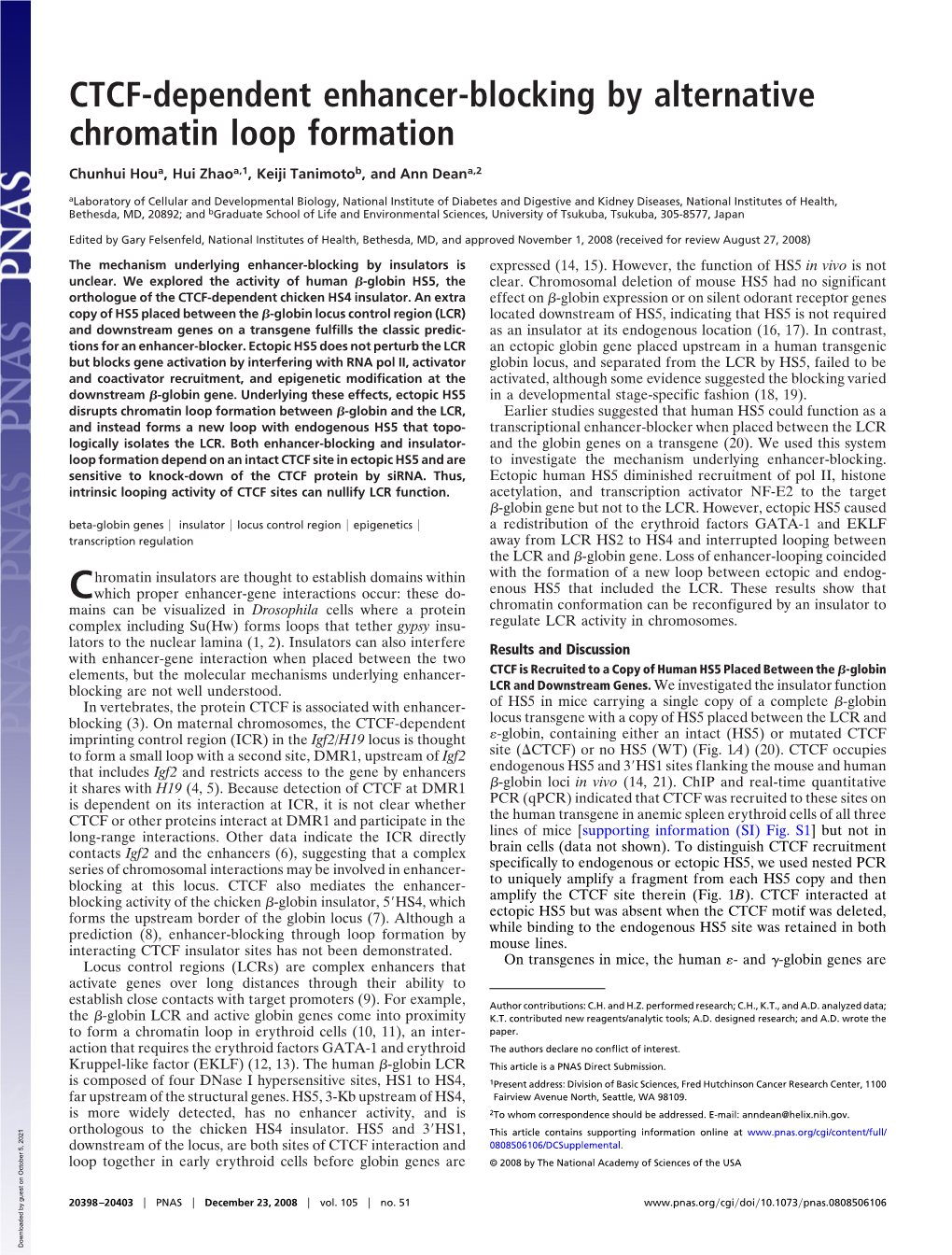 CTCF-Dependent Enhancer-Blocking by Alternative Chromatin Loop Formation