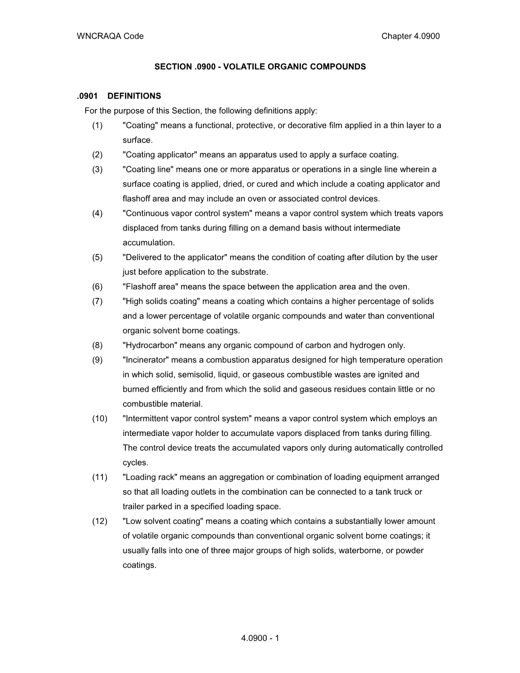 Section .0900 - Volatile Organic Compounds