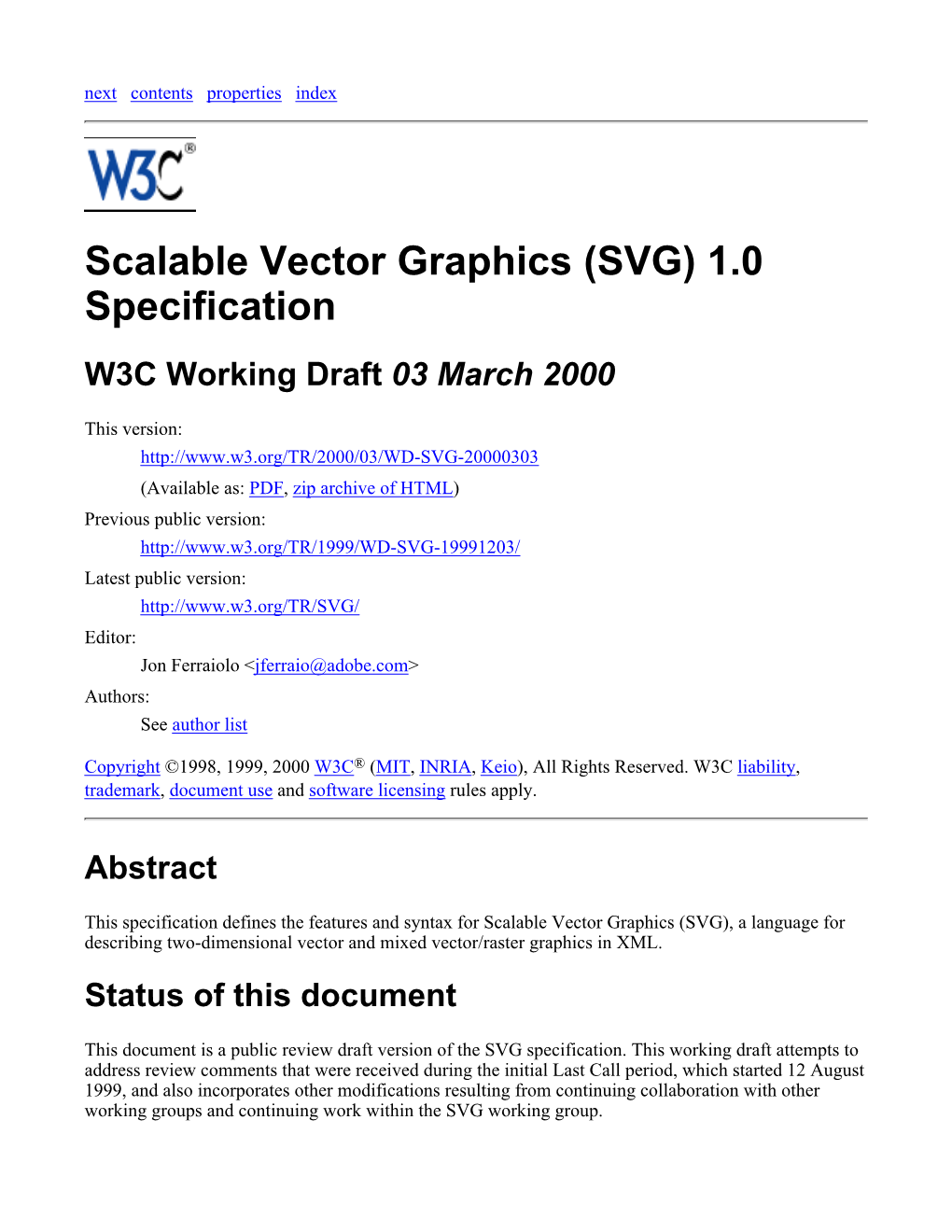 W3C Working Draft: Scalable Vector