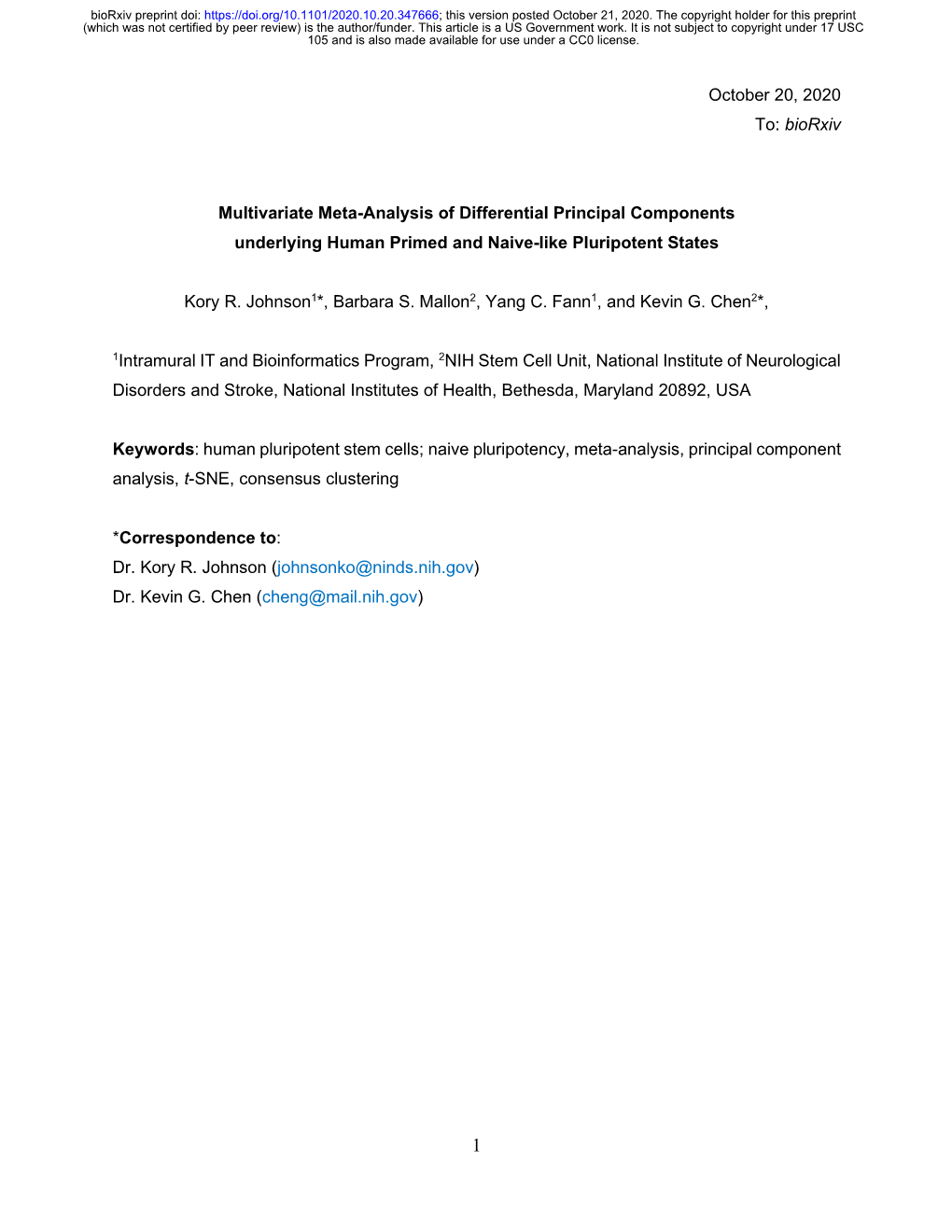 Multivariate Meta-Analysis of Differential Principal Components Underlying Human Primed and Naive-Like Pluripotent States