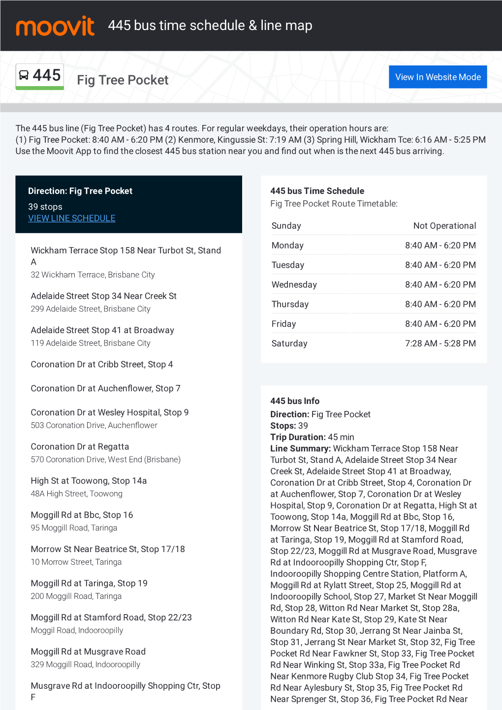 445 Bus Time Schedule & Line Route