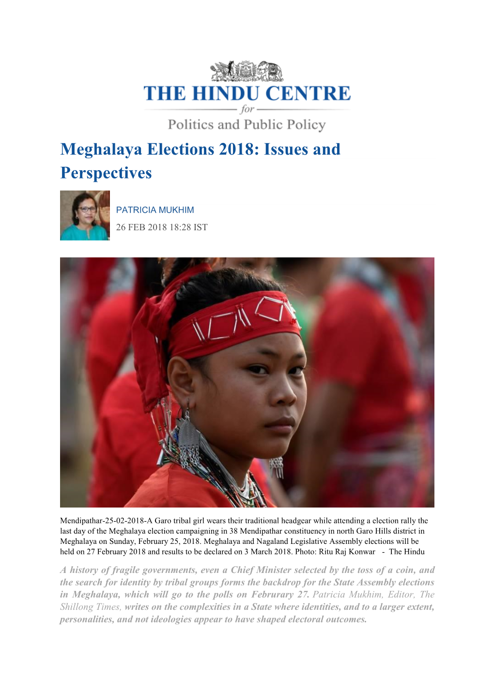 Meghalaya Elections 2018: Issues and Perspectives