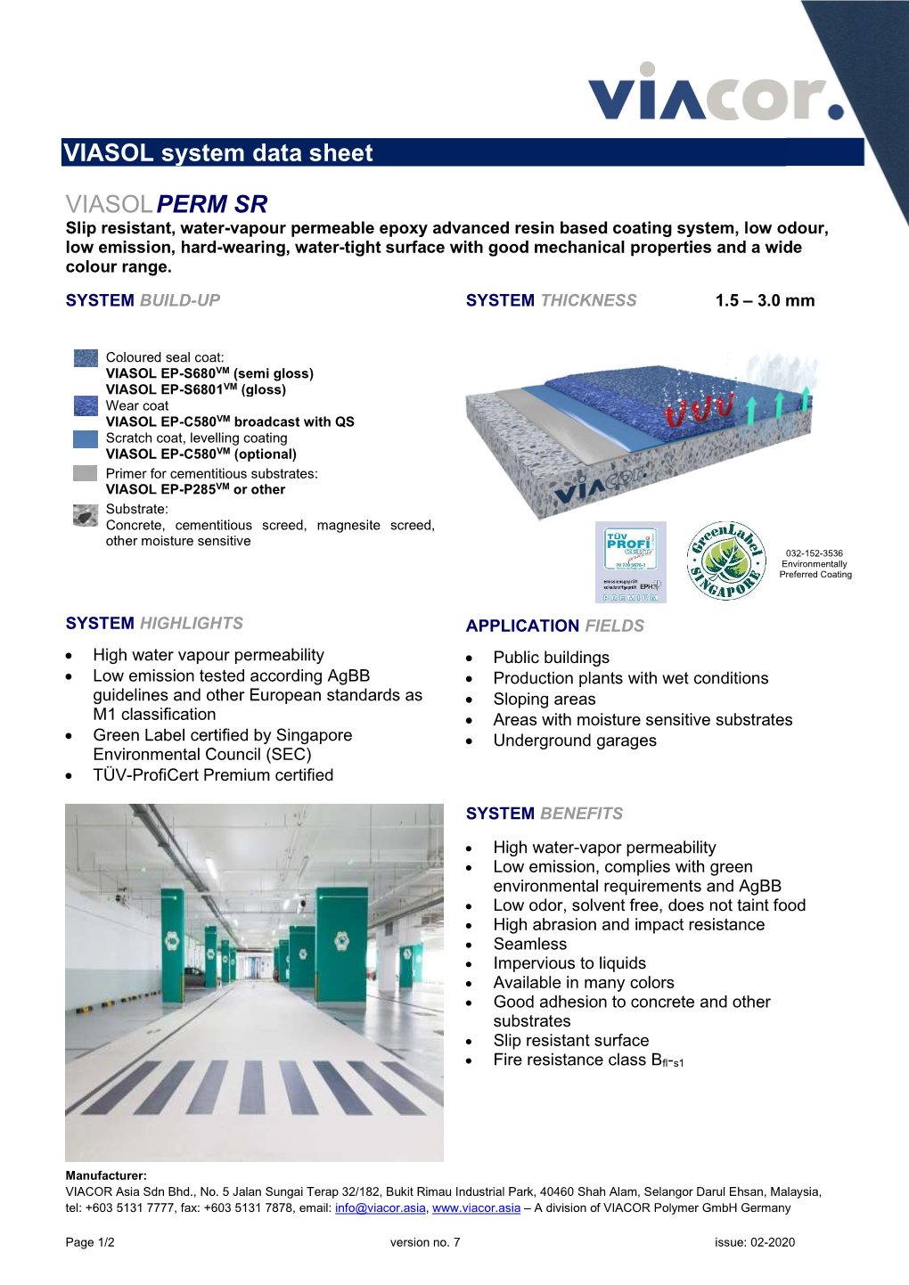 VIASOL System Data Sheet VIASOLPERM SR