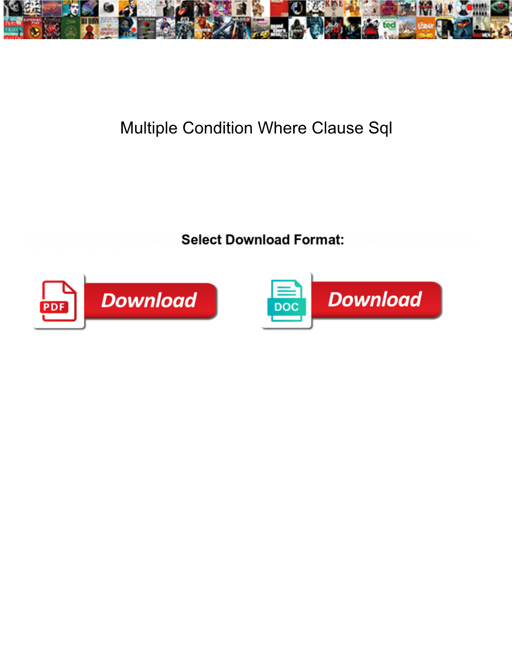 Multiple Condition Where Clause Sql