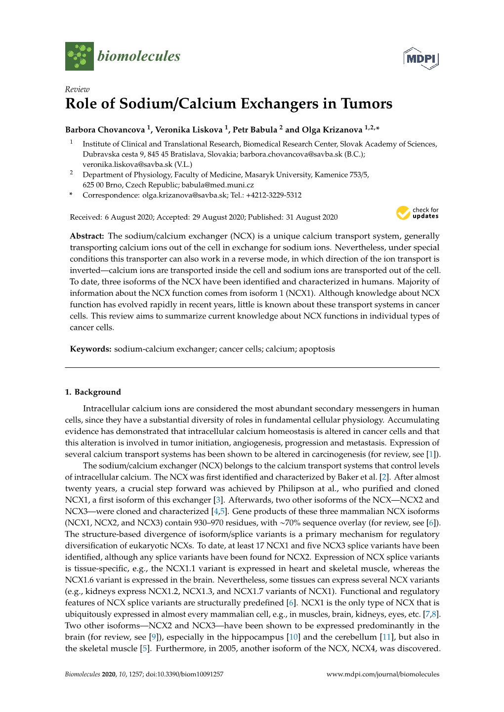 Role of Sodium/Calcium Exchangers in Tumors