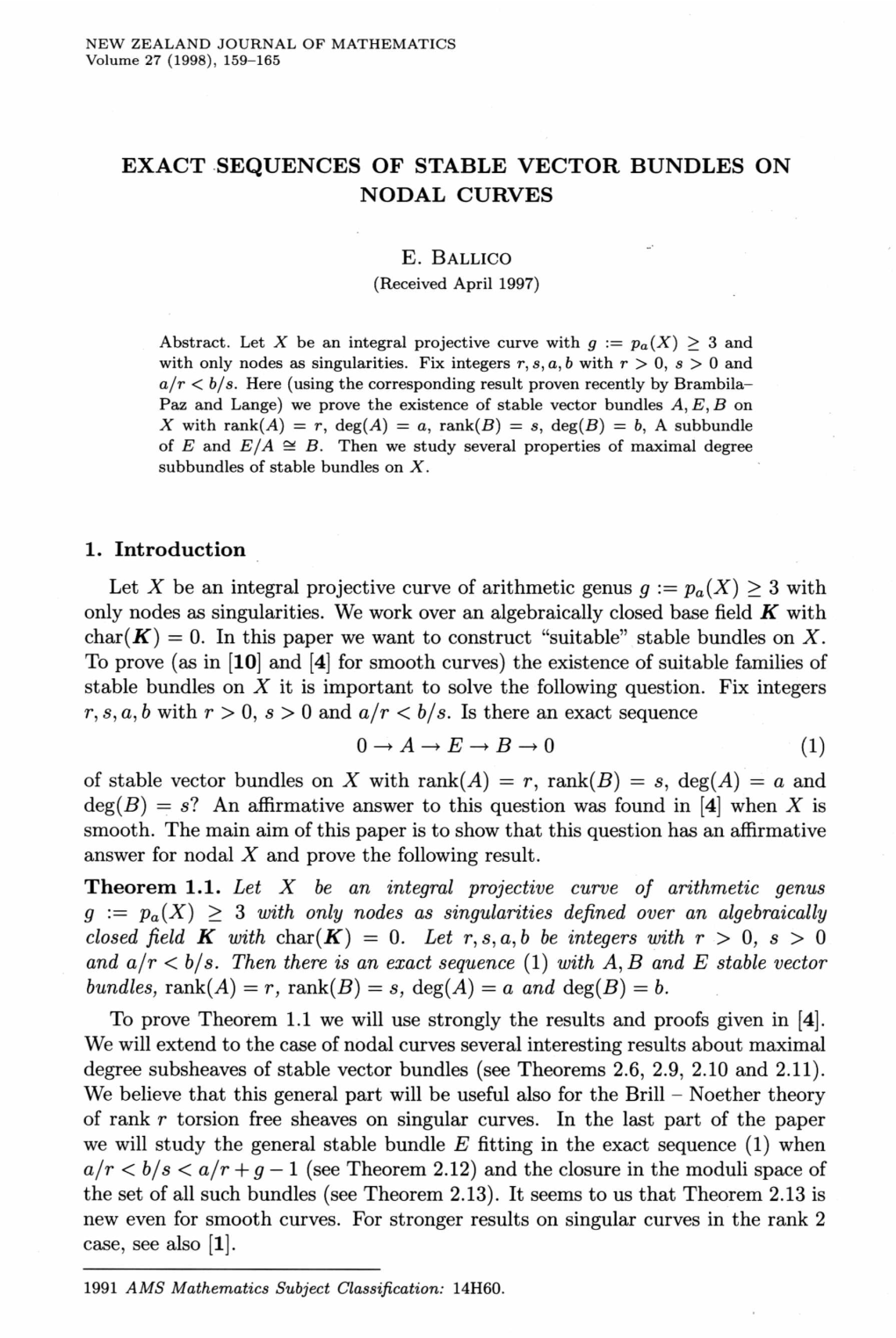 Exact Sequences of Stable Vector Bundles on Nodal Curves