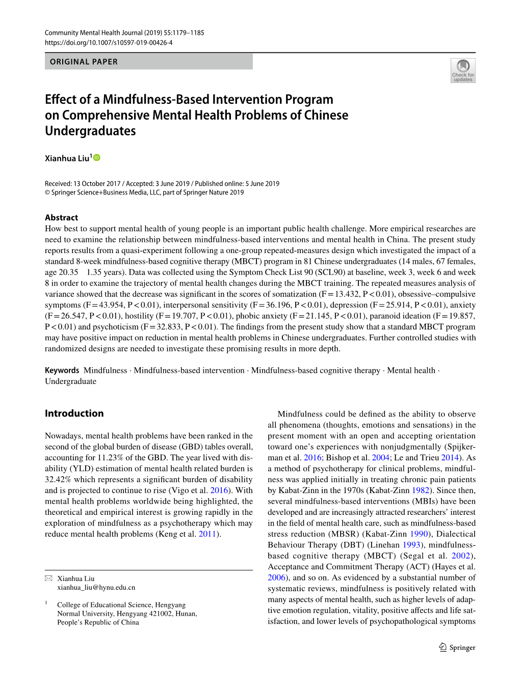 Effect of a Mindfulness-Based Intervention Program On