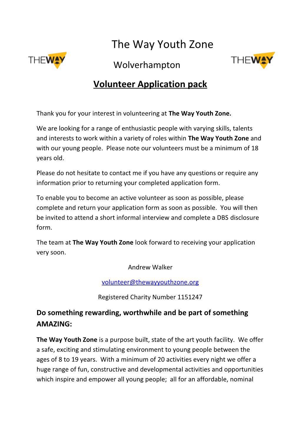 Volunteer Application Pack