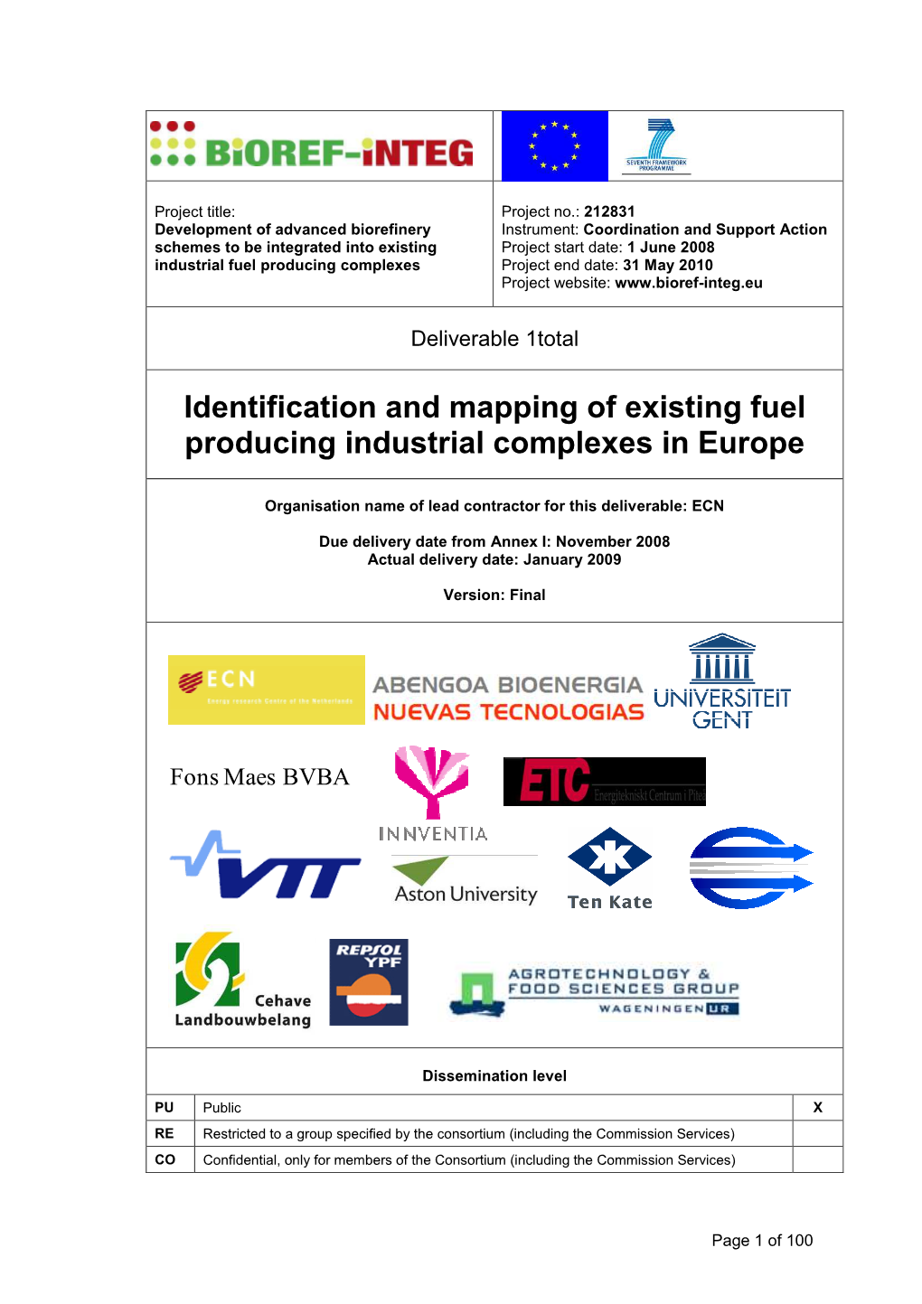 Identification and Mapping of Existing Fuel Producing Industrial Complexes in Europe