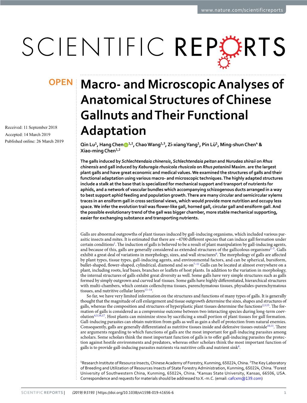 Macro- and Microscopic Analyses of Anatomical Structures of Chinese