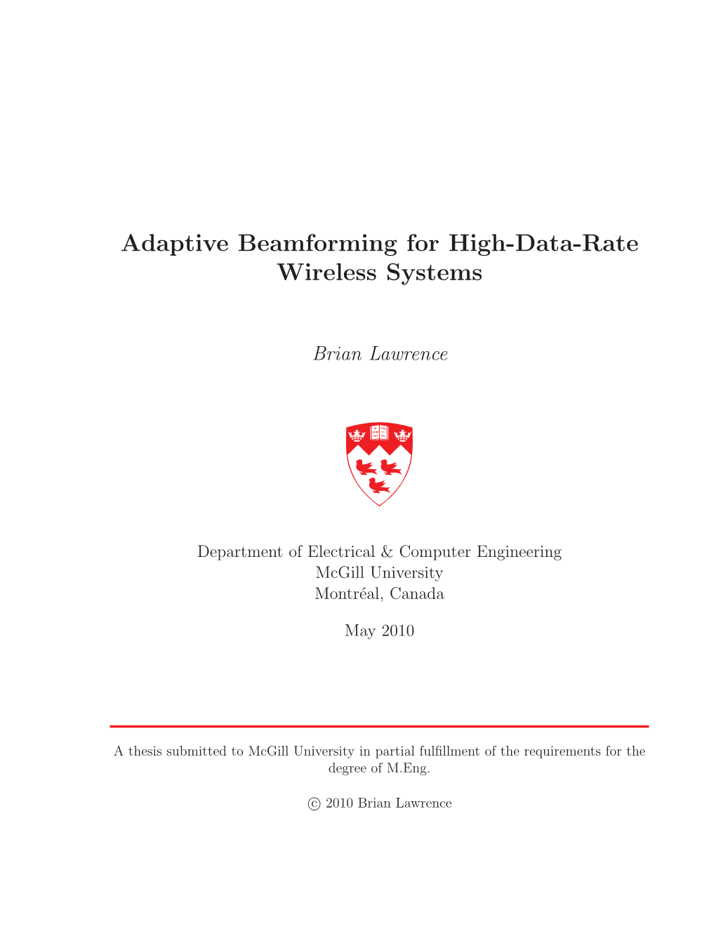 Adaptive Beamforming for High-Data-Rate Wireless Systems