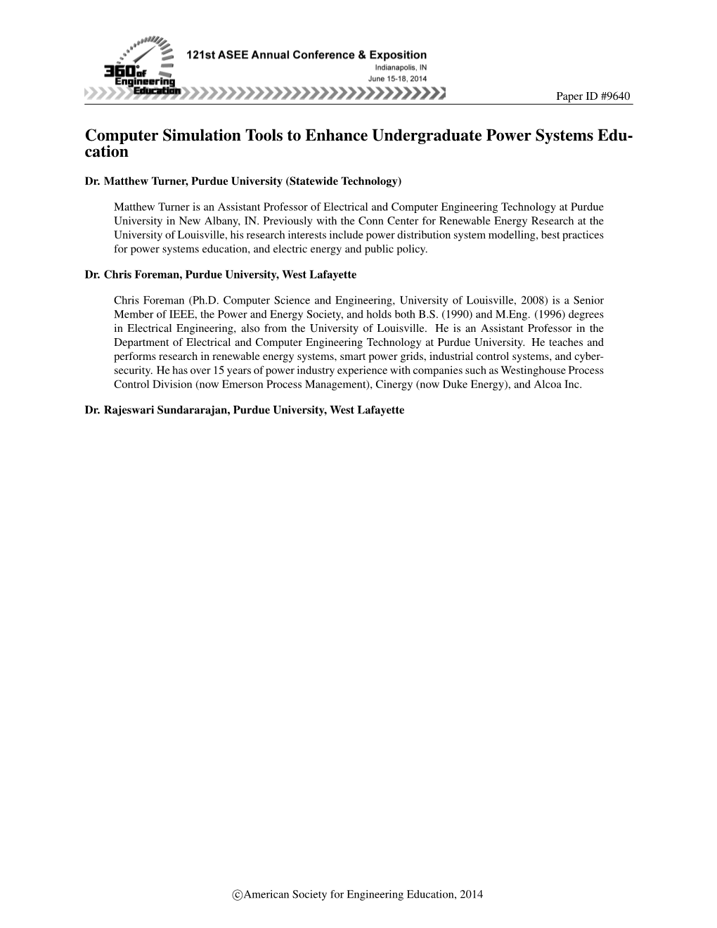 Computer Simulation Tools to Enhance Undergraduate Power Systems Edu- Cation