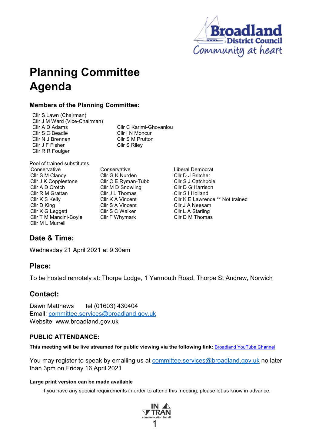 Planning Committee Agenda