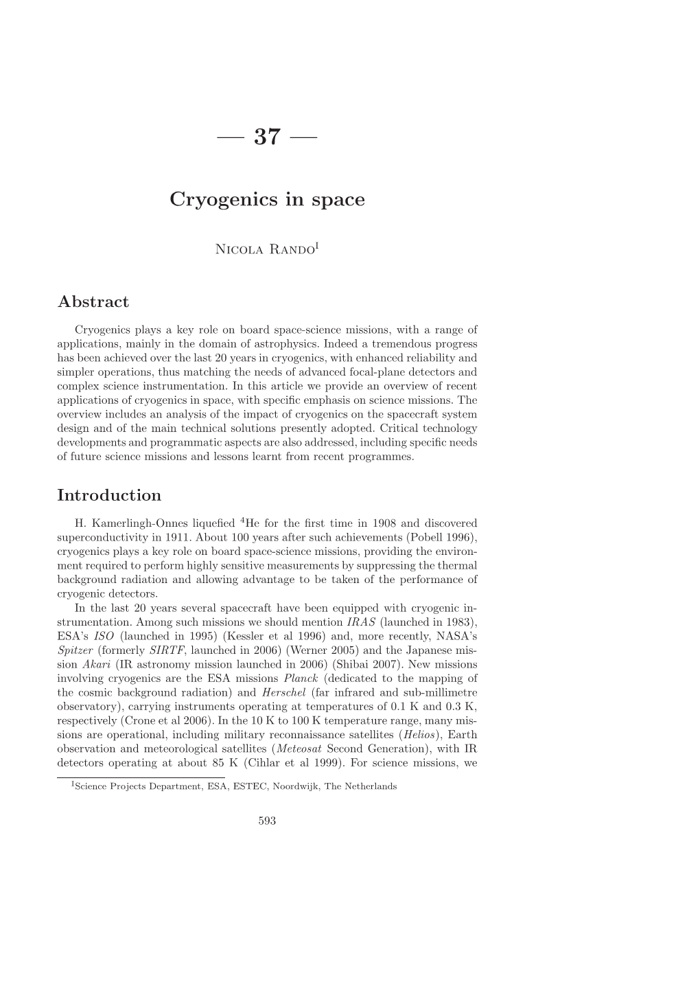 Cryogenics in Space