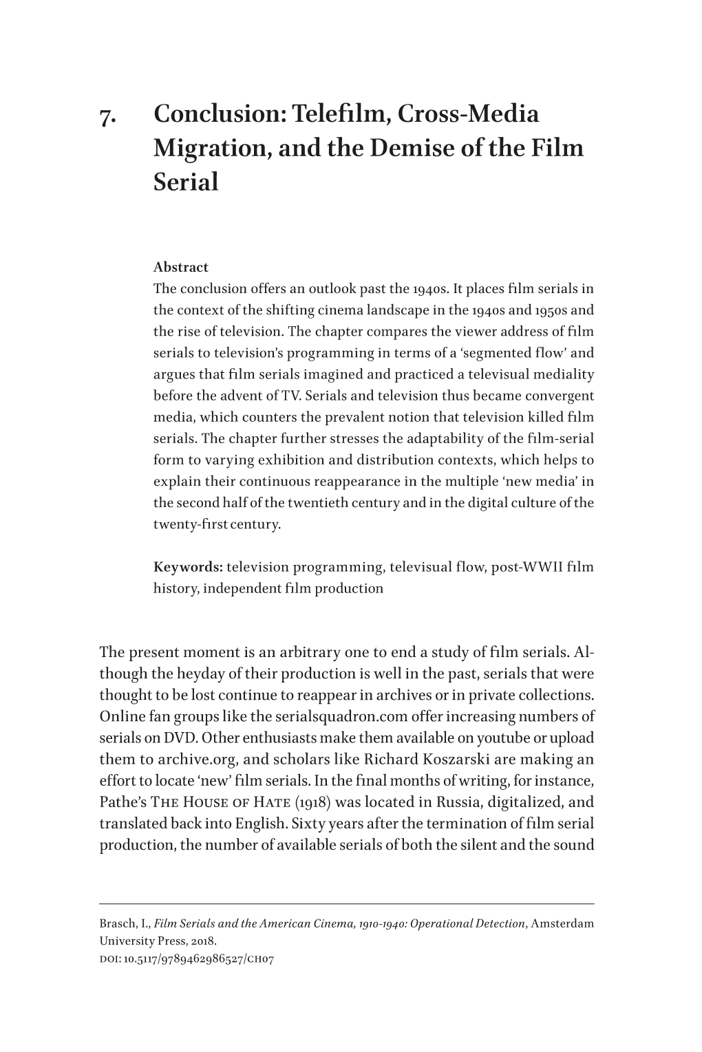 7. Conclusion: Telefilm, Cross-Media Migration, and the Demise of the Film Serial