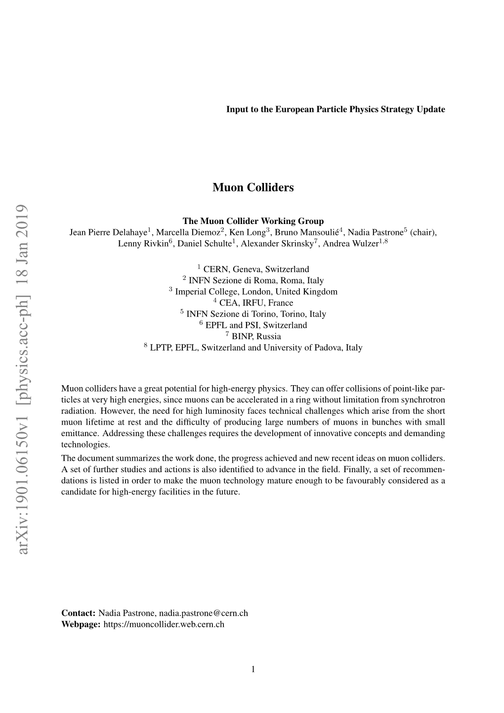 Arxiv:1901.06150V1 [Physics.Acc-Ph] 18 Jan 2019