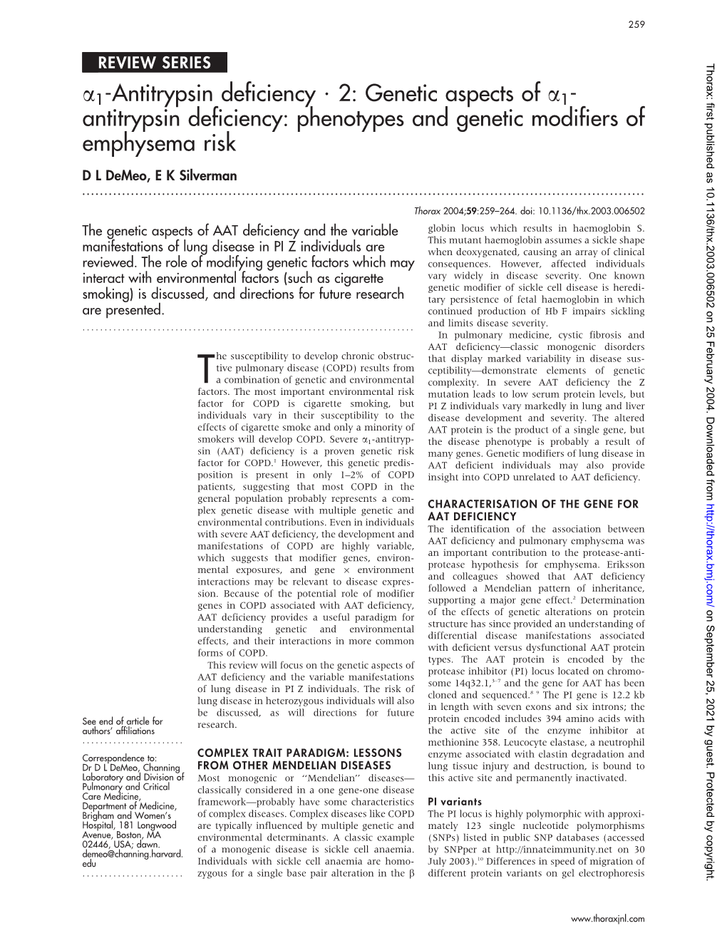 2: Genetic Aspects of a Antitrypsin Deficiency