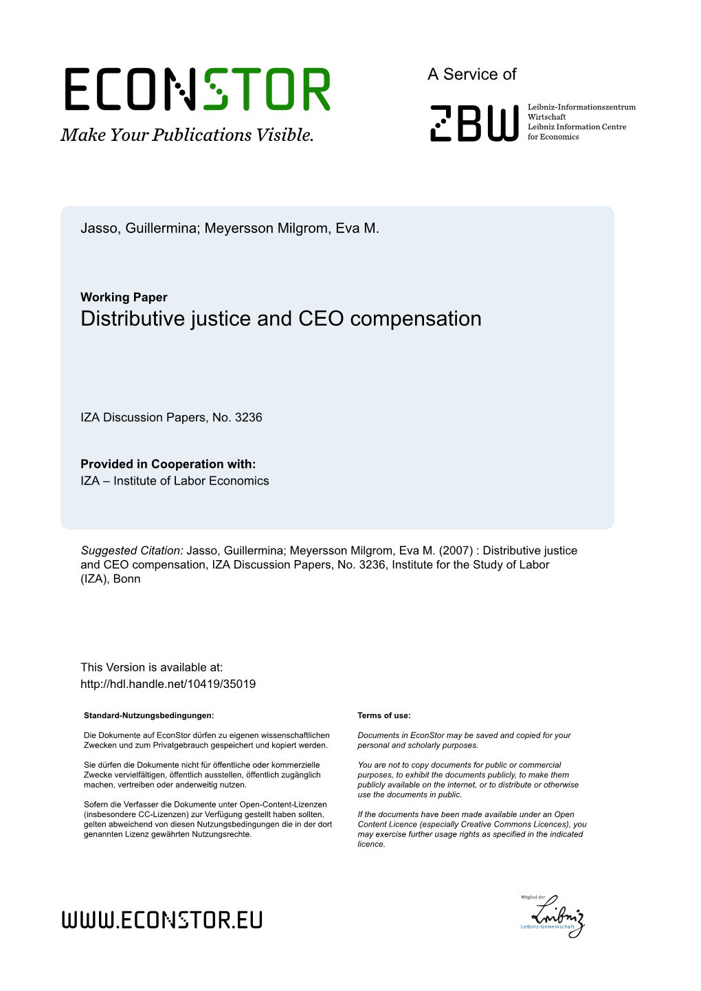 Distributive Justice and CEO Compensation