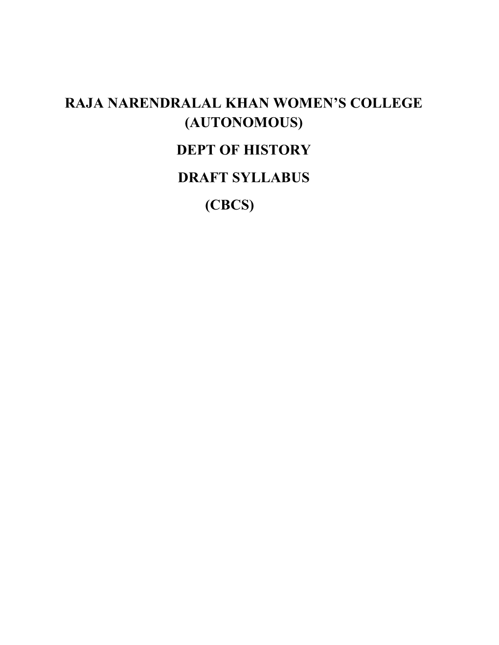 Dept of History Draft Syllabus (Cbcs)