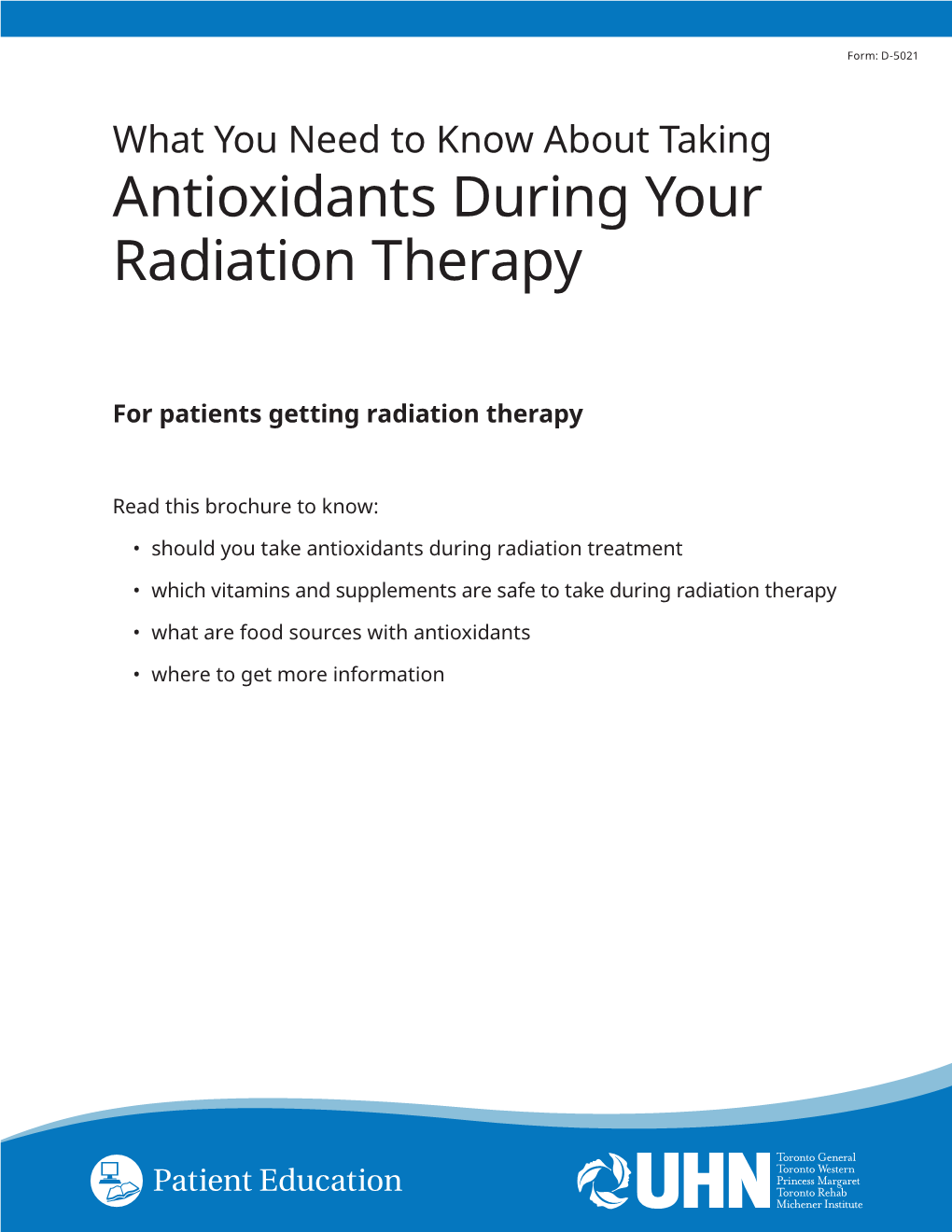 Antioxidants During Your Radiation Therapy
