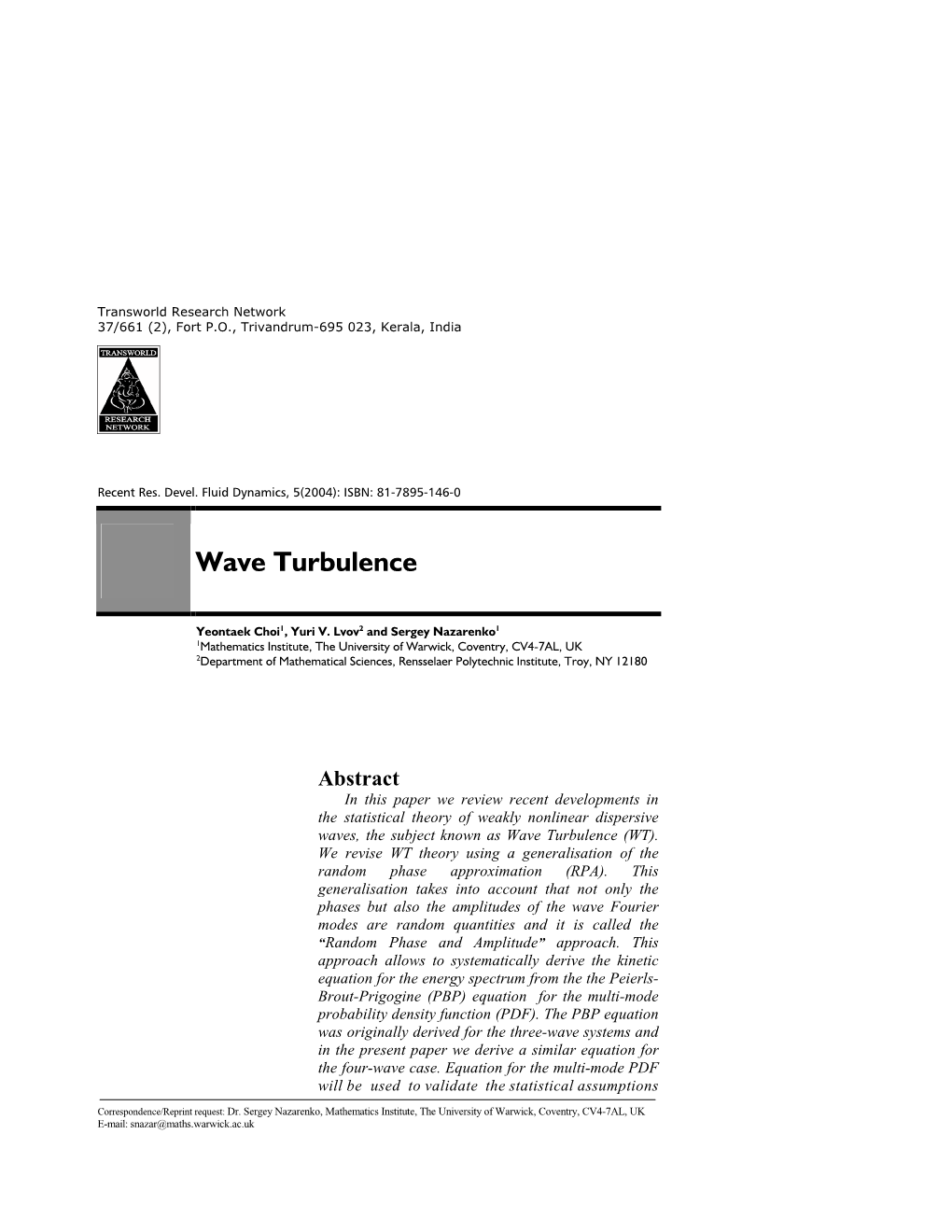 Wave Turbulence