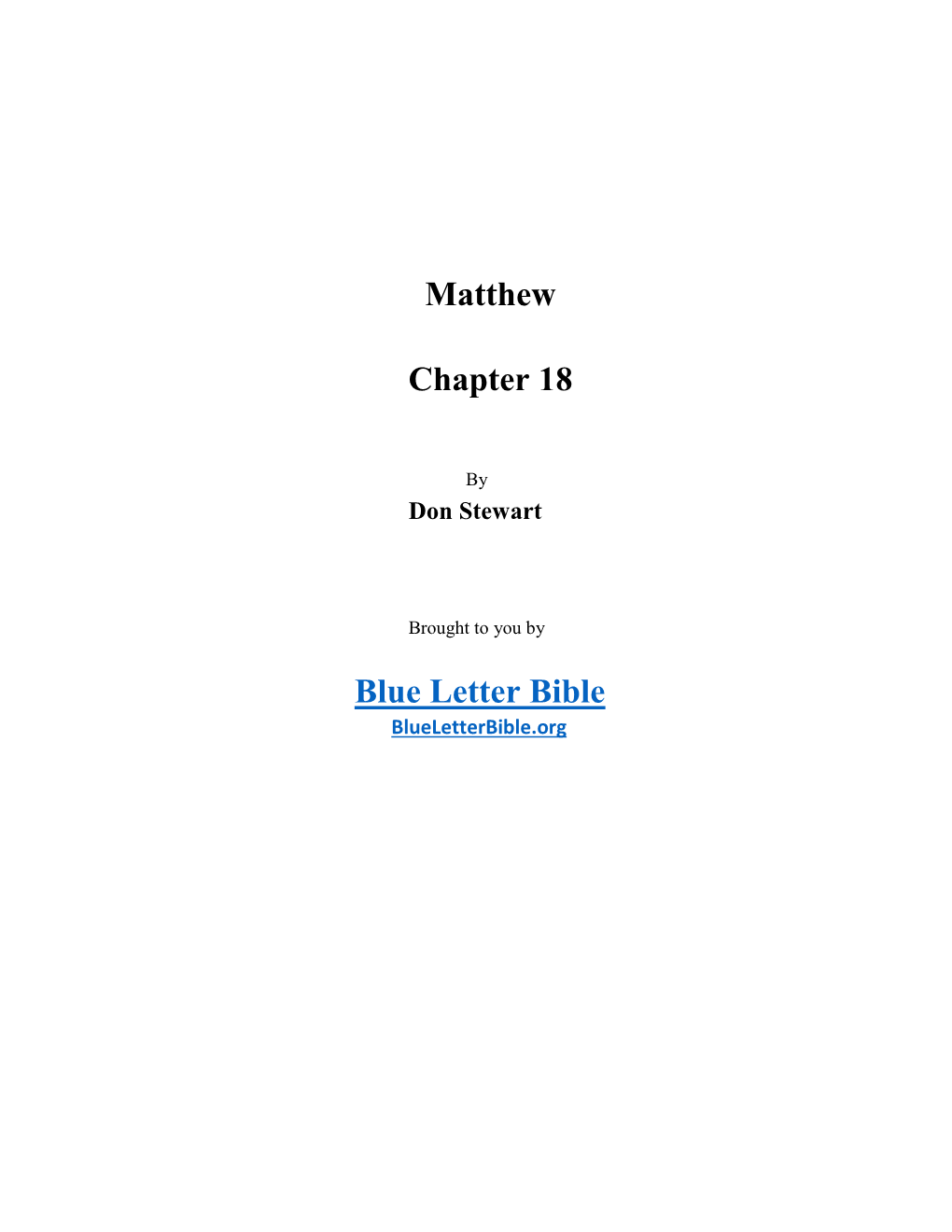 Matthew Chapter 18 Blue Letter Bible
