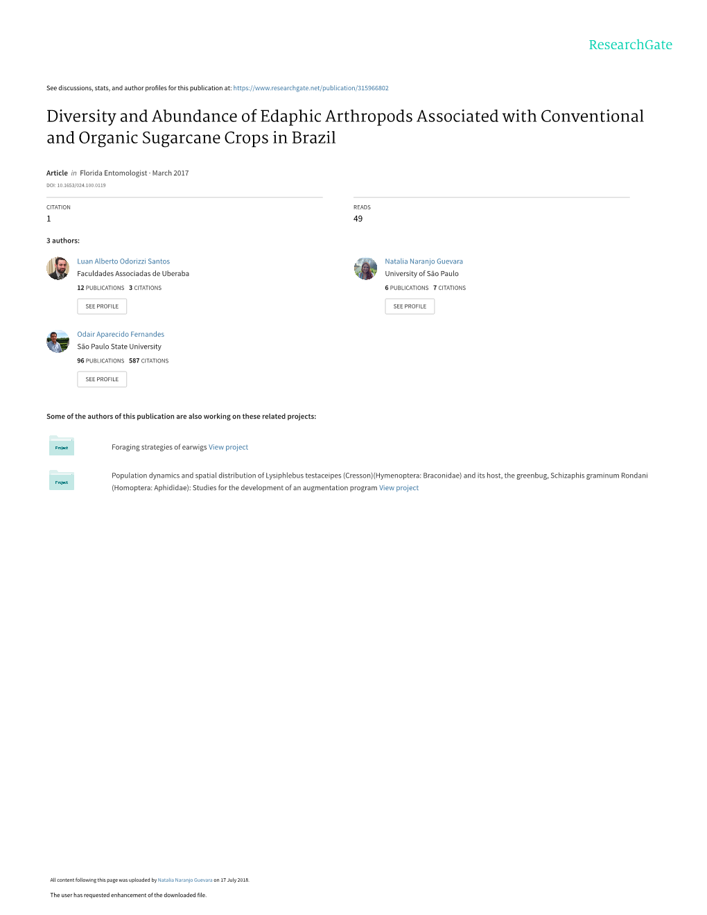 Diversity and Abundance of Edaphic Arthropods Associated with Conventional and Organic Sugarcane Crops in Brazil