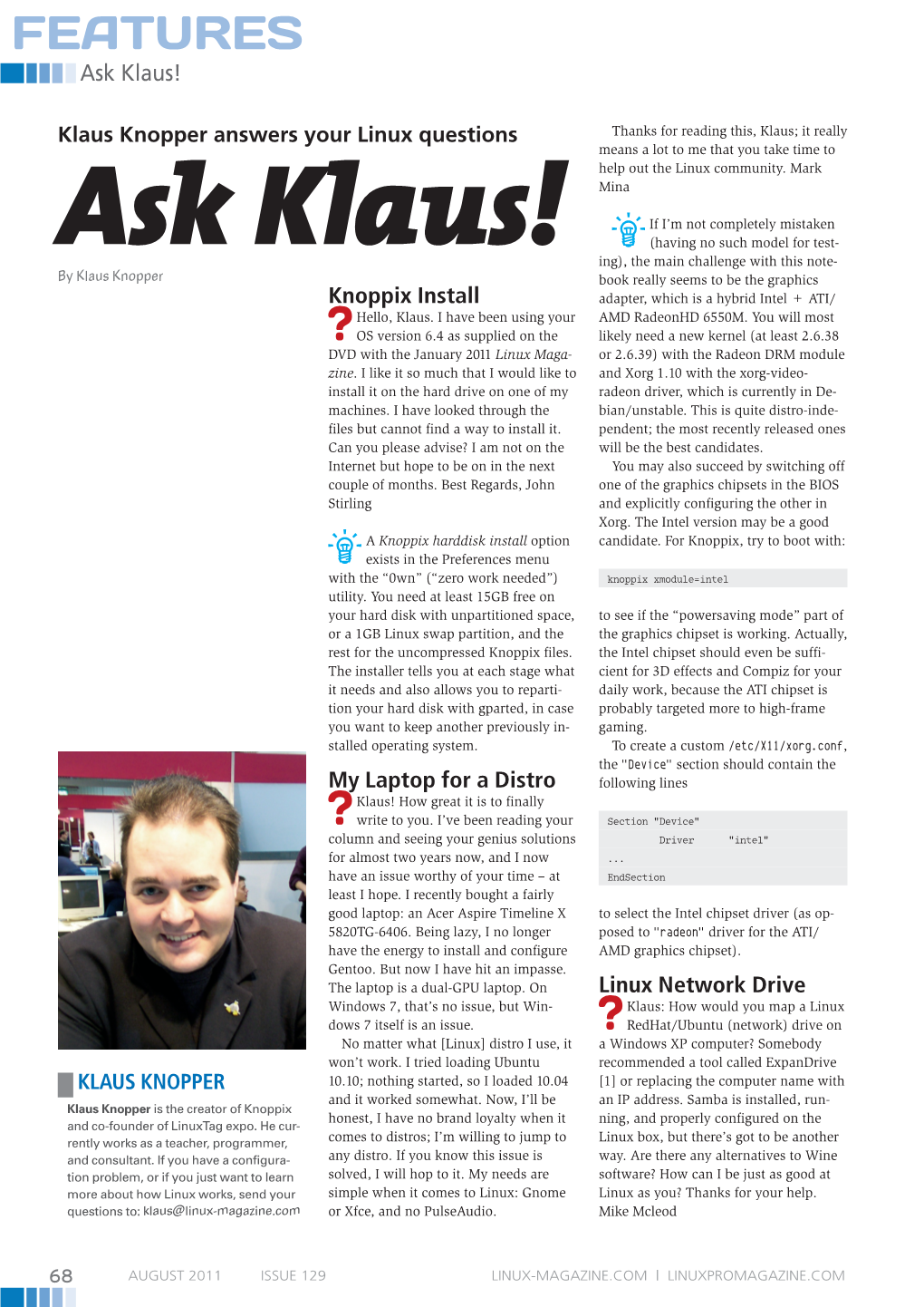 Features Ask Klaus!