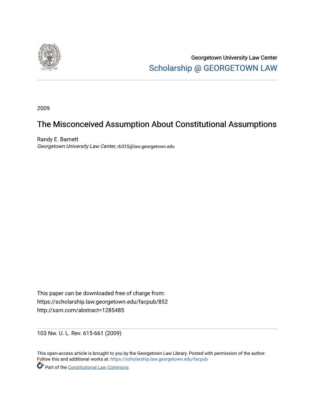 The Misconceived Assumption About Constitutional Assumptions