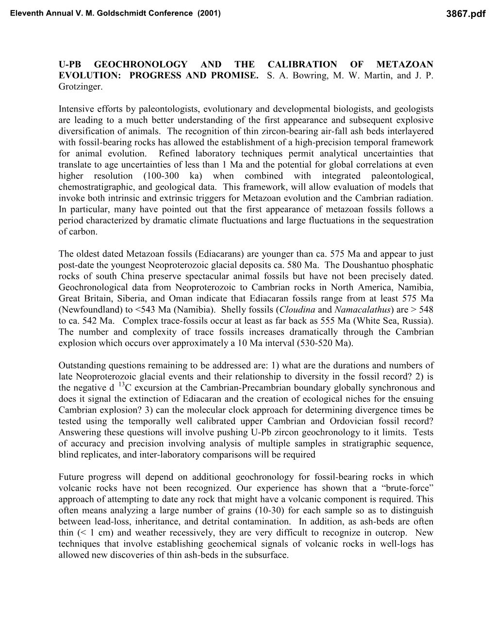 U-Pb Geochronology and the Calibration of Metazoan Evolution: Progress and Promise