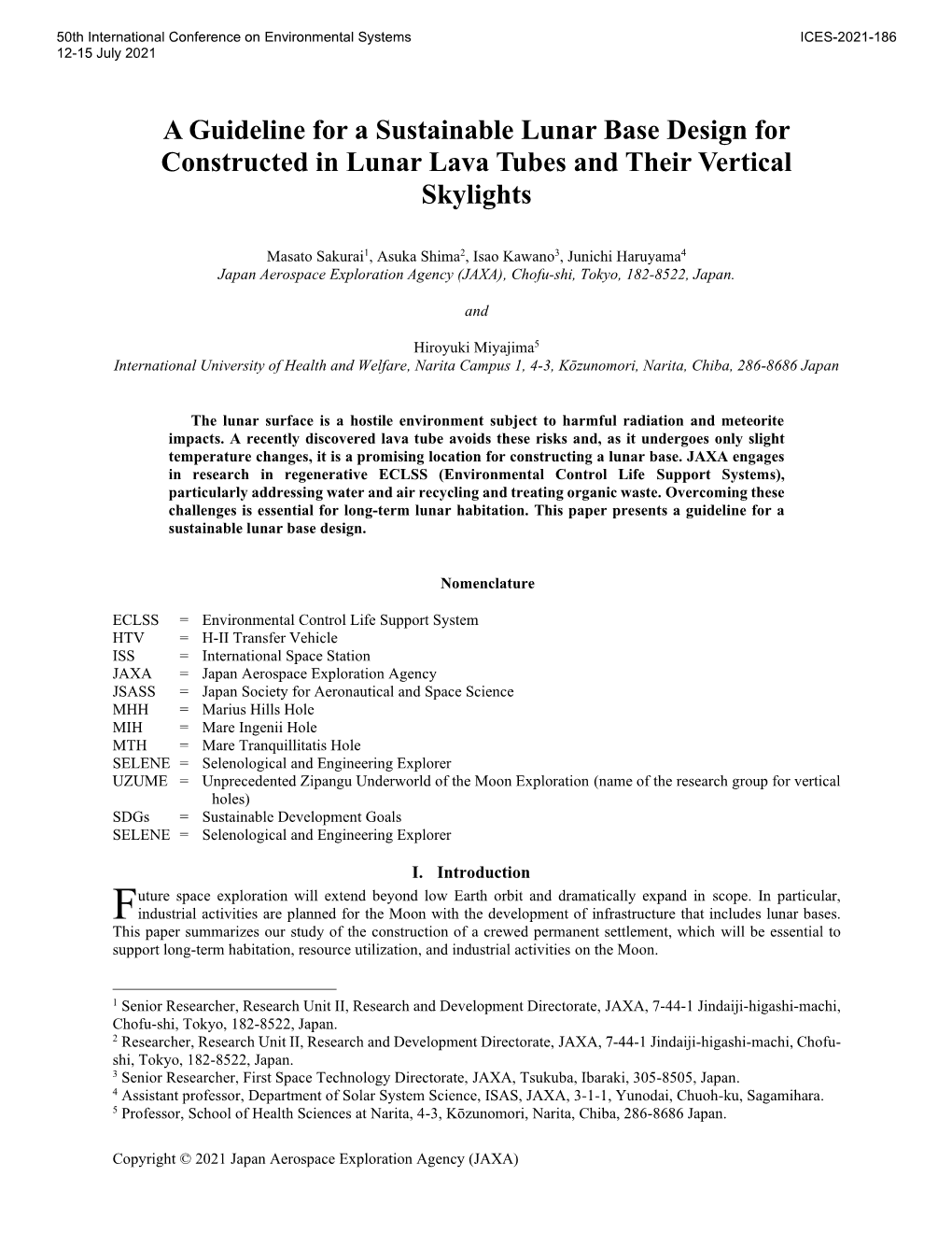 A Guideline for a Sustainable Lunar Base Design for Constructed in Lunar Lava Tubes and Their Vertical Skylights