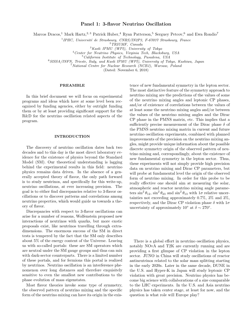 Panel 1: 3-Flavor Neutrino Oscillation