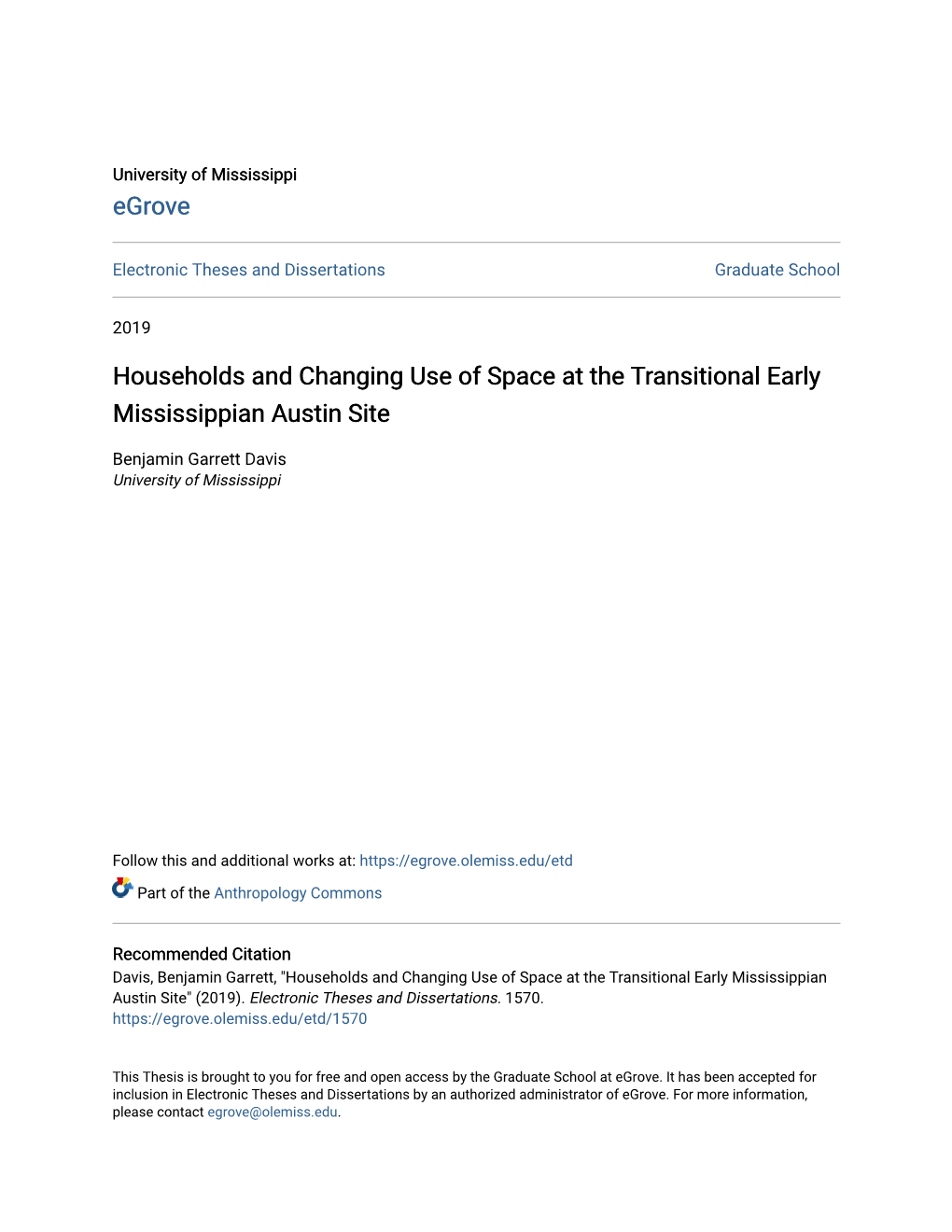 Households and Changing Use of Space at the Transitional Early Mississippian Austin Site