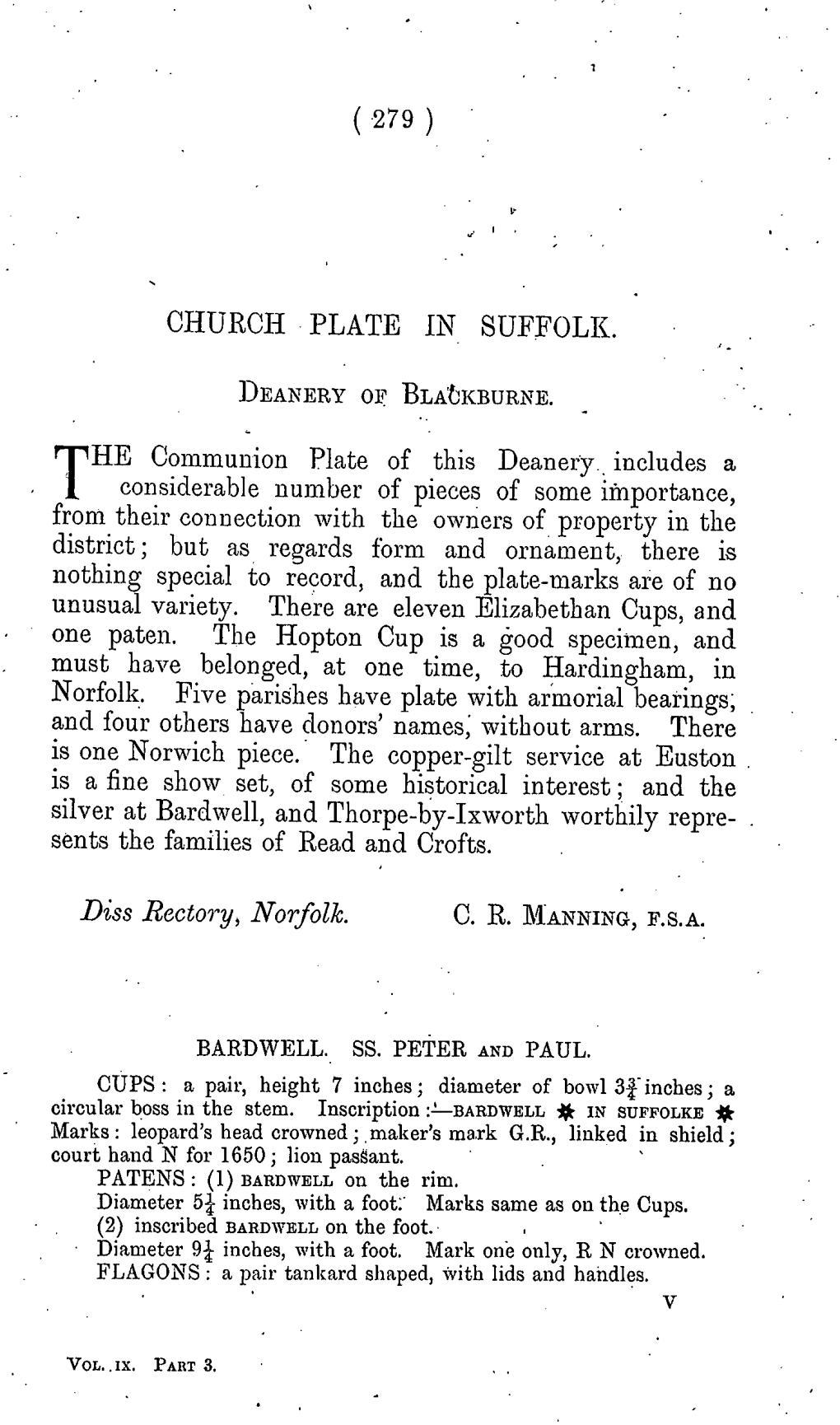 ( 279 ) Church Plate in Suffolk. Deaneryof