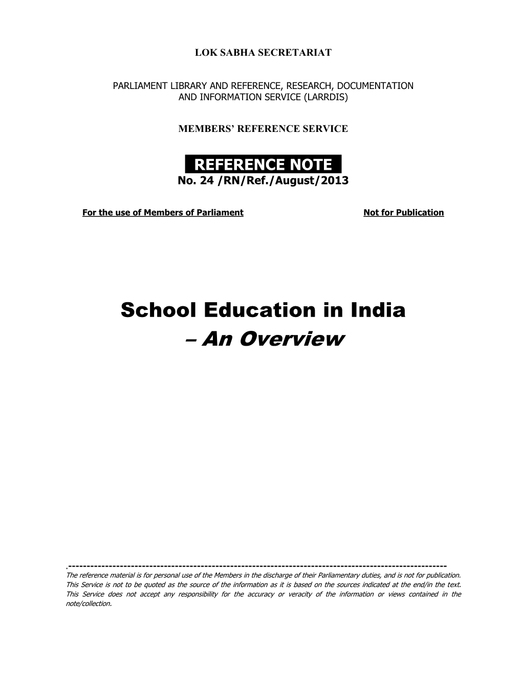 School Education in India – an Overview