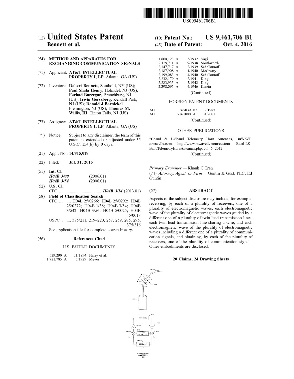 (12) United States Patent (10) Patent No.: US 9,461,706 B1 Bennett Et Al
