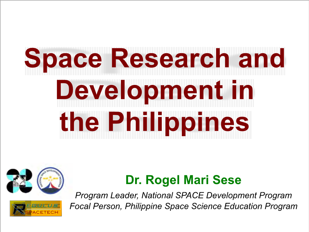 APRSAF22 Space Research and Development in the Philippines.Key