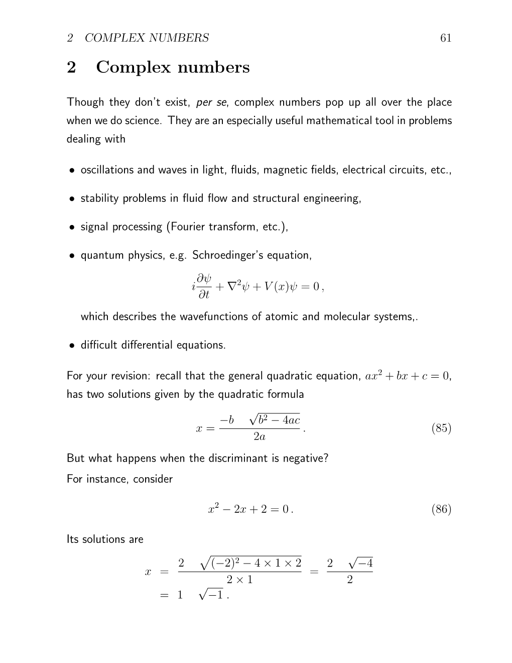 2 COMPLEX NUMBERS 61 2 Complex Numbers