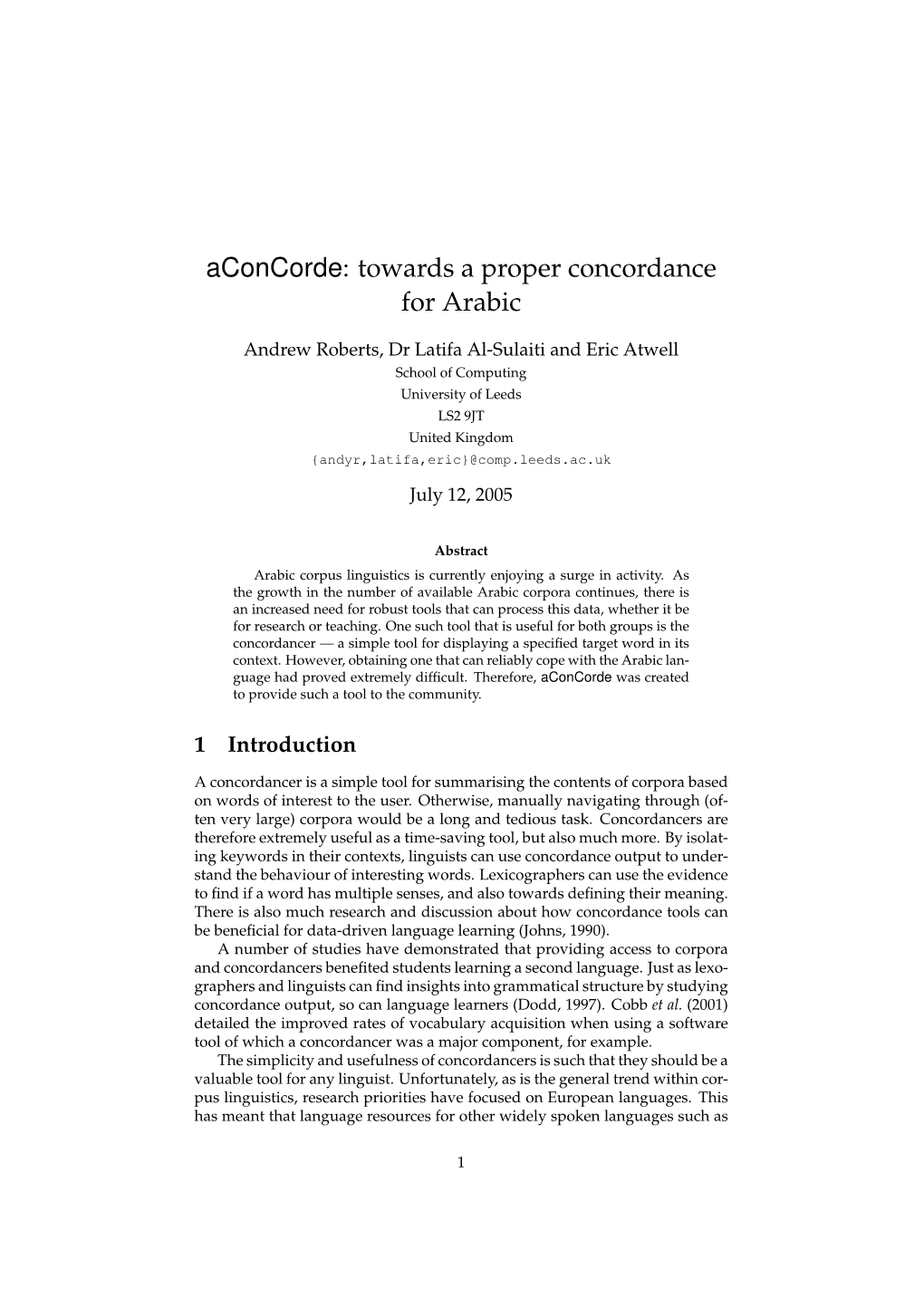 Aconcorde: Towards a Proper Concordance for Arabic