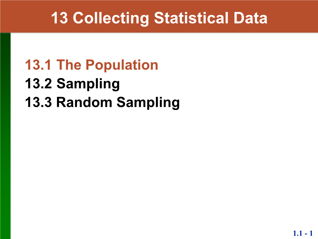 13 Collecting Statistical Data