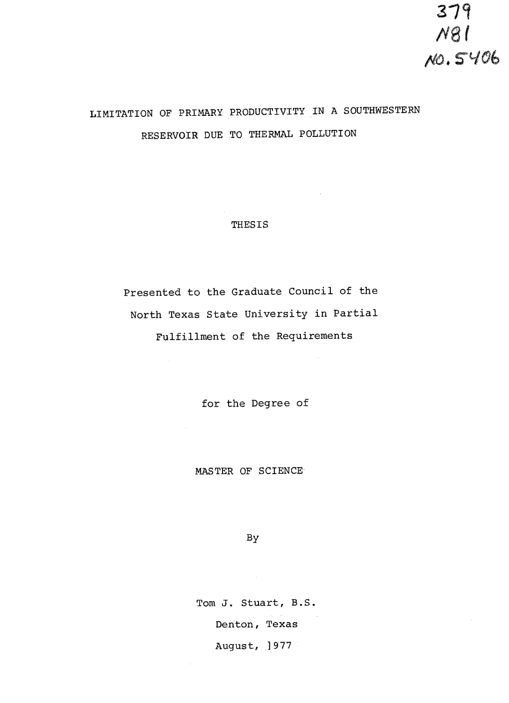 Limitation of Primary Productivity in a Southwestern