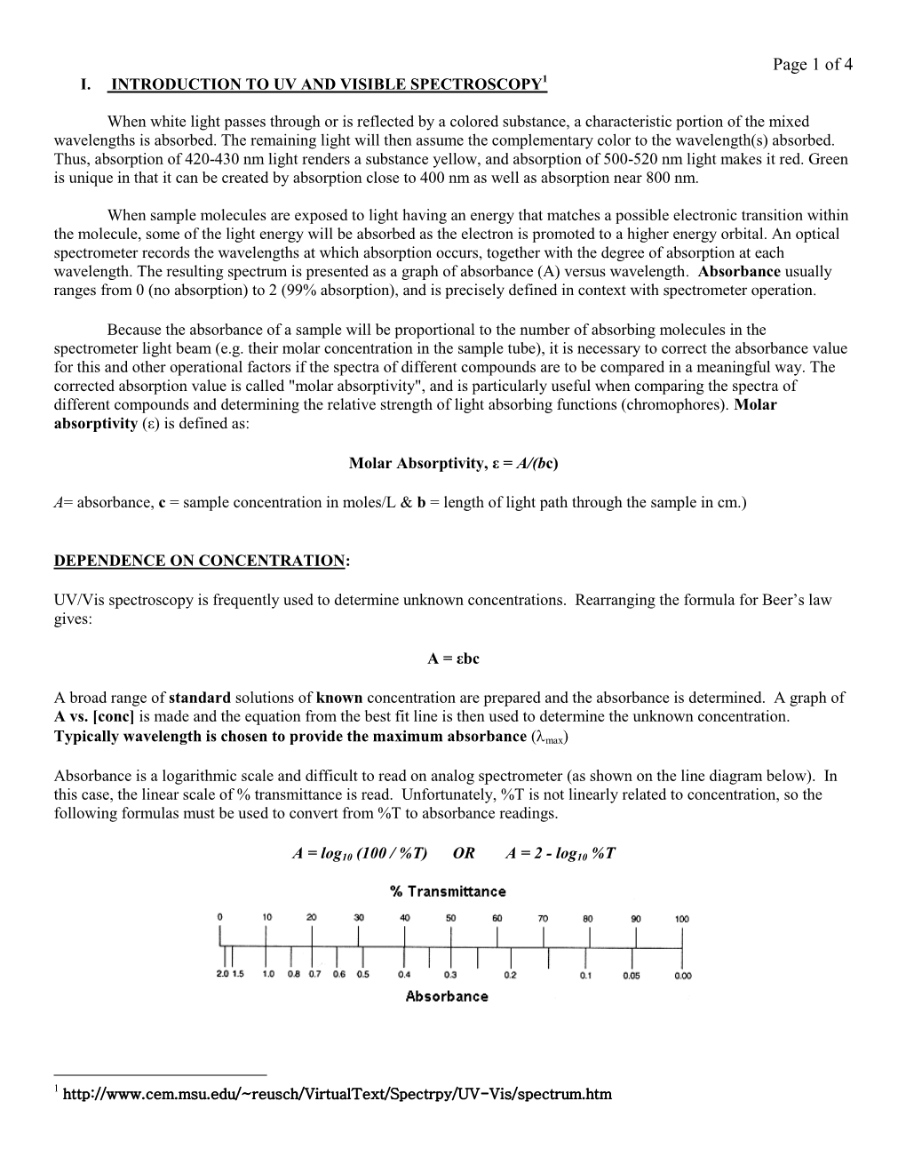 Uv and Visible Spectroscopy1