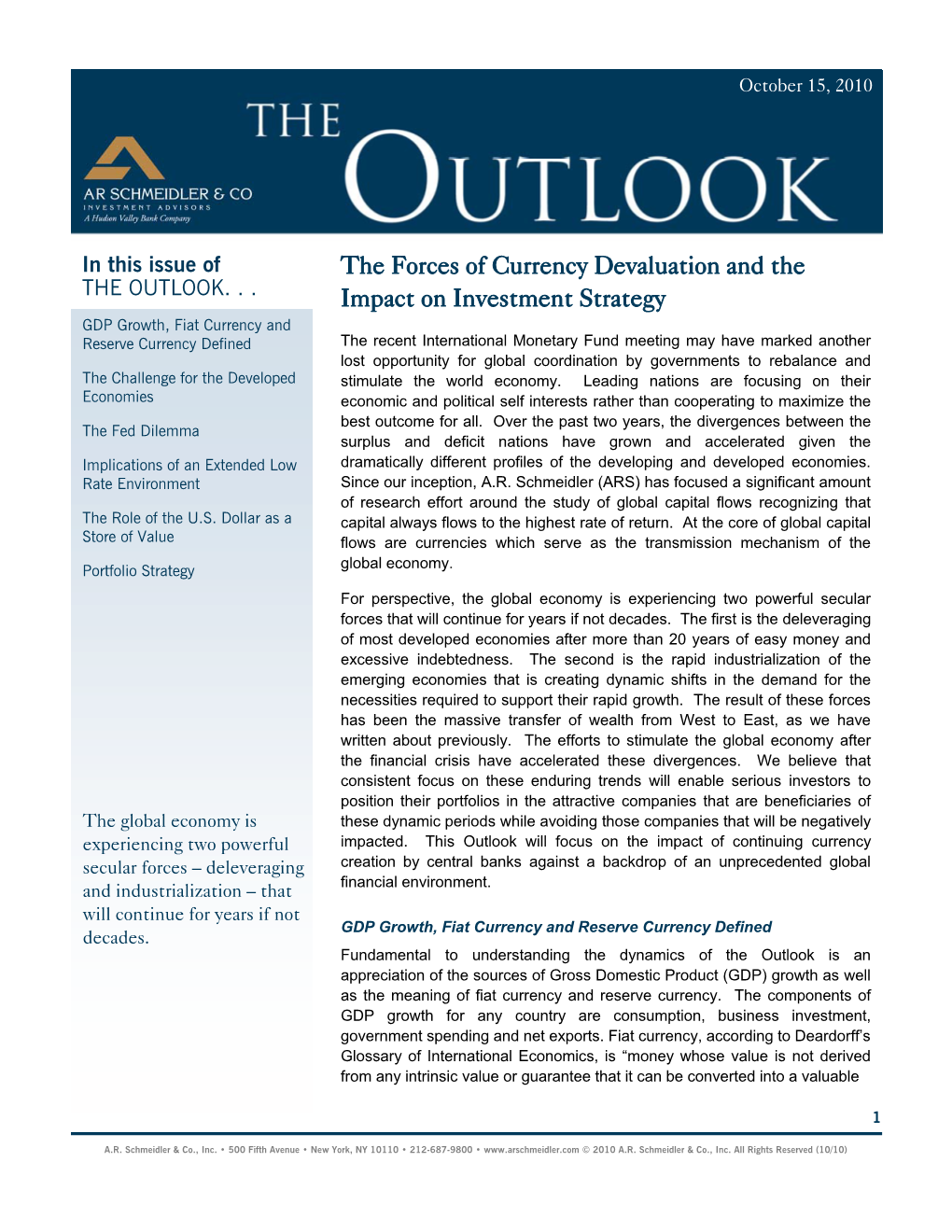 The Forces of Currency Devaluation and the Impact on Investment Strategy