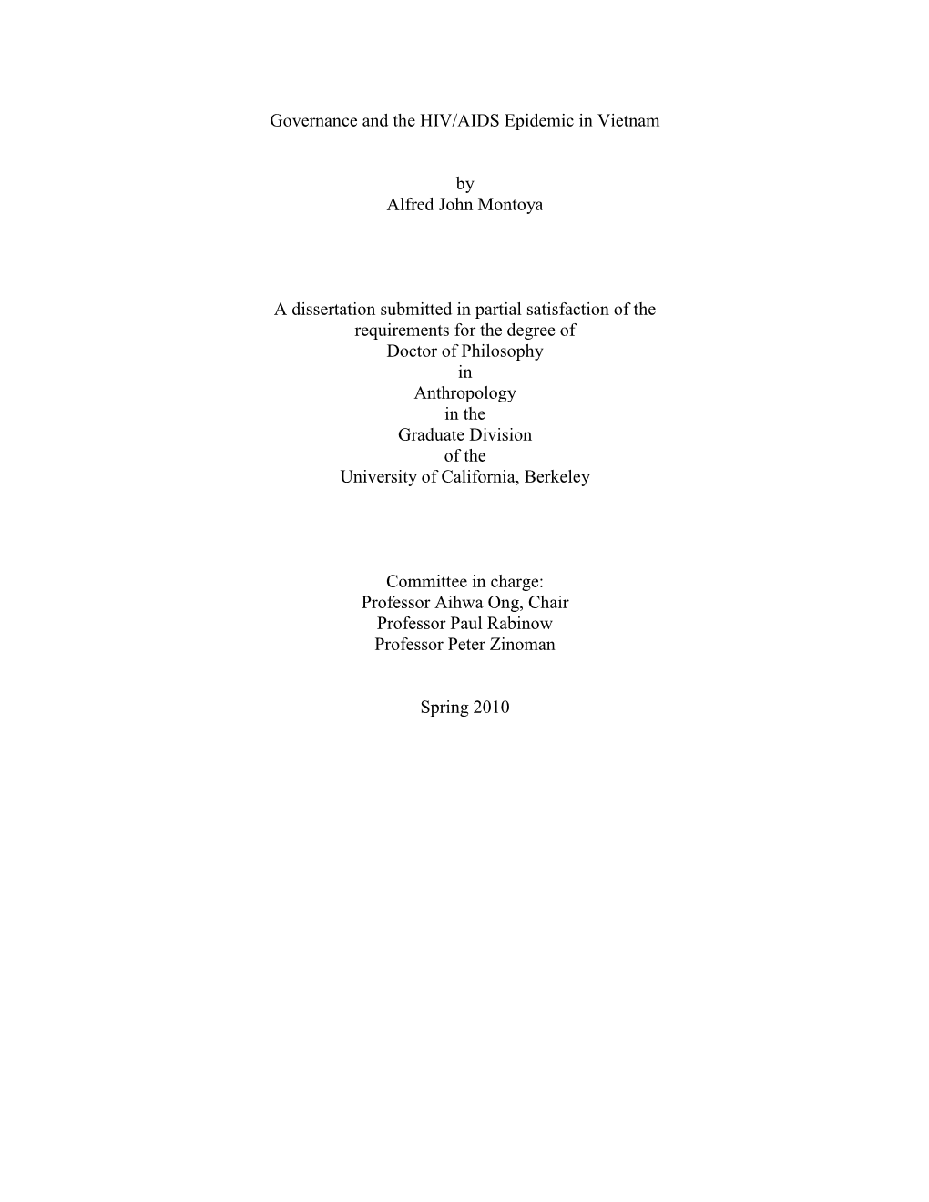 Governance and the HIV/AIDS Epidemic in Vietnam by Alfred John