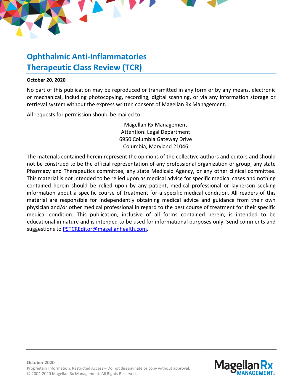 Ophthalmic Anti-Inflammatories Therapeutic Class Review (TCR)